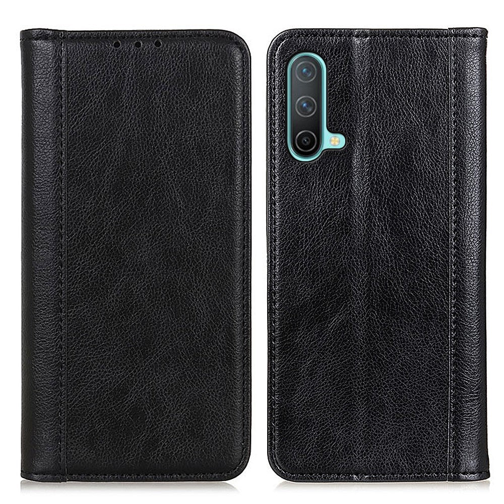 Genuine leather case with magnetic closure for OnePlus Nord CE 2 5G - Black