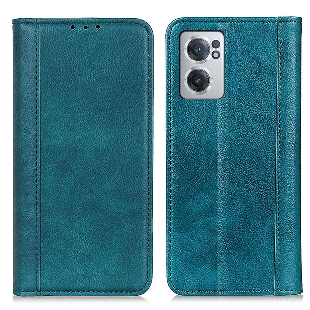 Genuine leather case with magnetic closure for OnePlus Nord CE 2 5G - Green