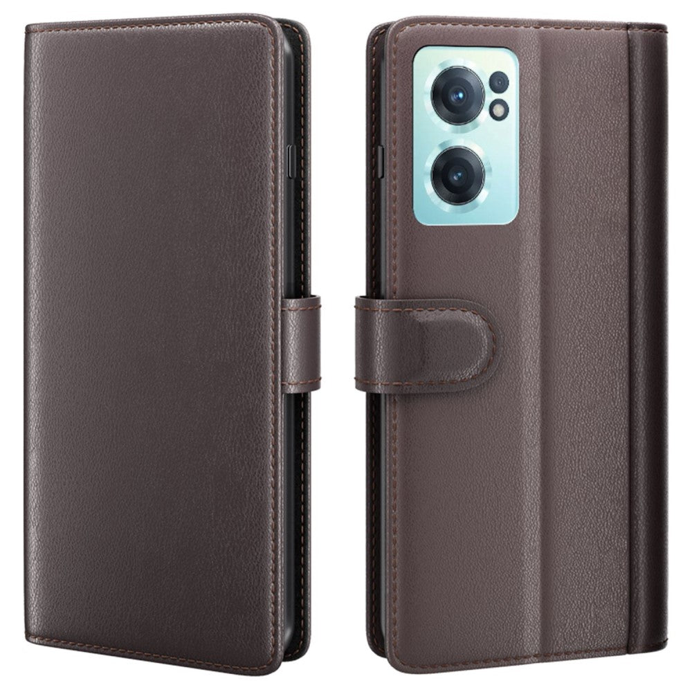 Genuine leather case with credit card slots for OnePlus Nord CE 2 5G - Brown