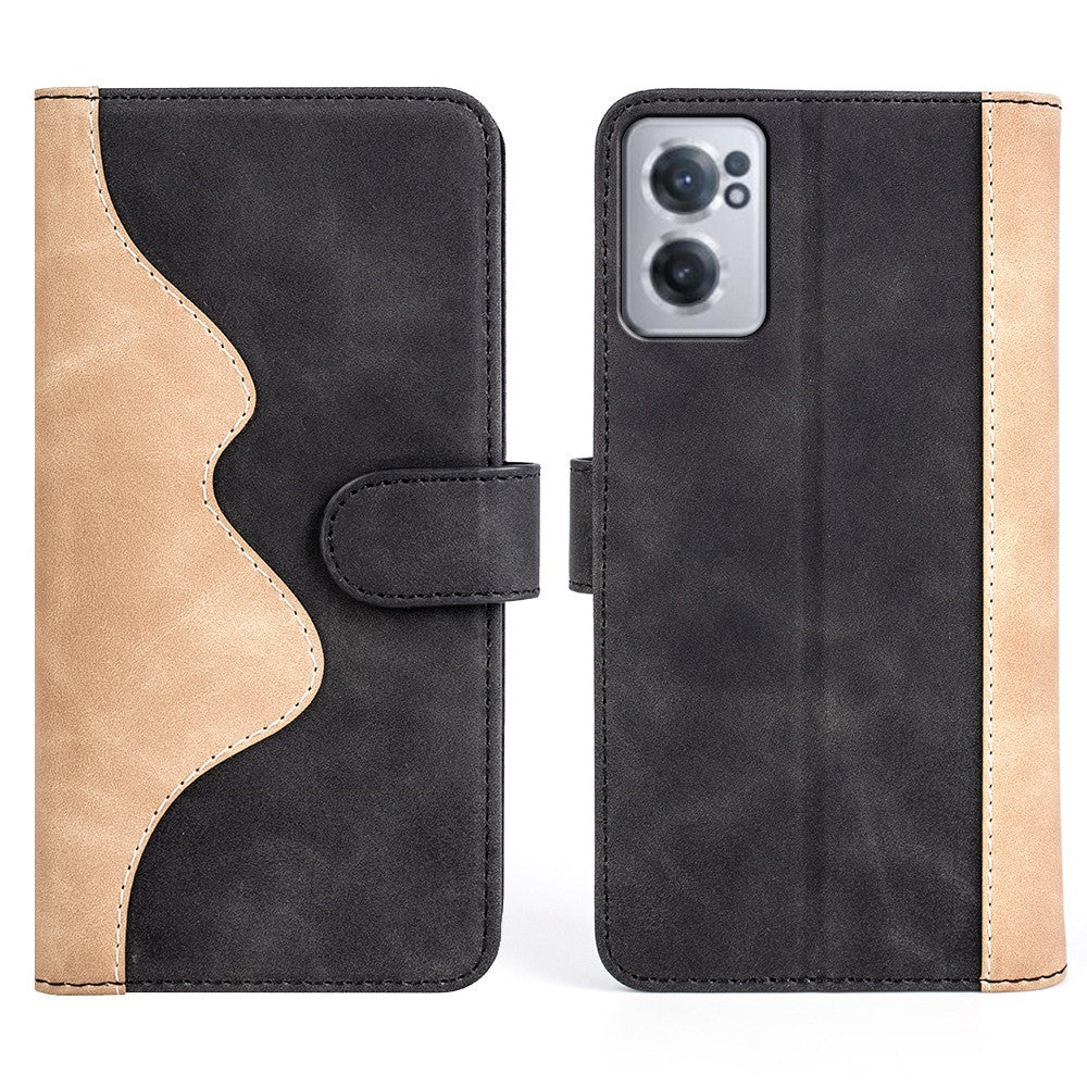 Two-color leather flip case for OnePlus Nord CE 2 5G - Black