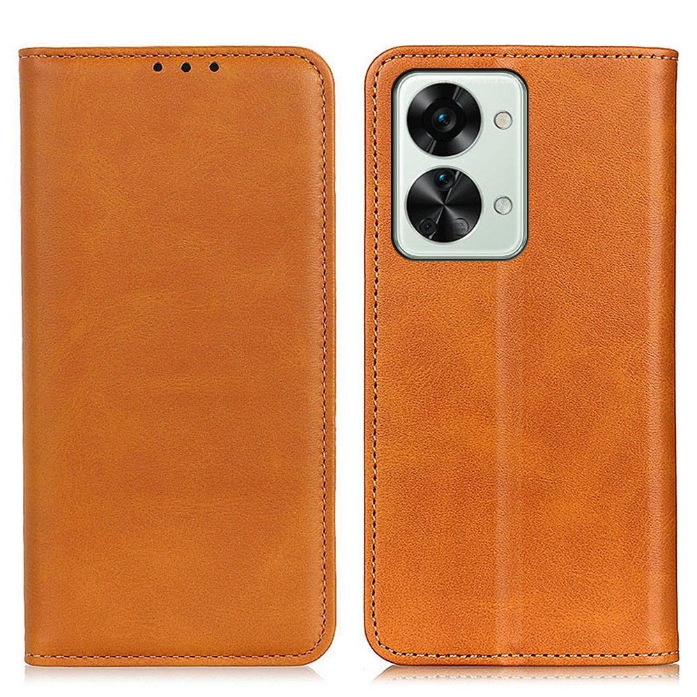 Wallet-style genuine leather flipcase for OnePlus Nord 2T - Brown