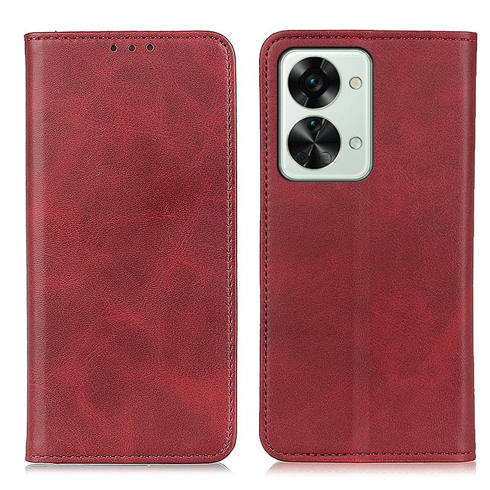 Wallet-style genuine leather flipcase for OnePlus Nord 2T - Red