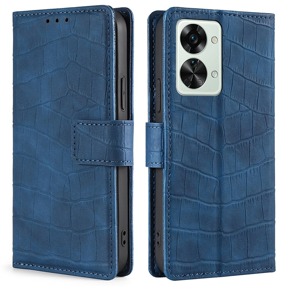 Crocodile textured leather case for OnePlus Nord 2T - Blue