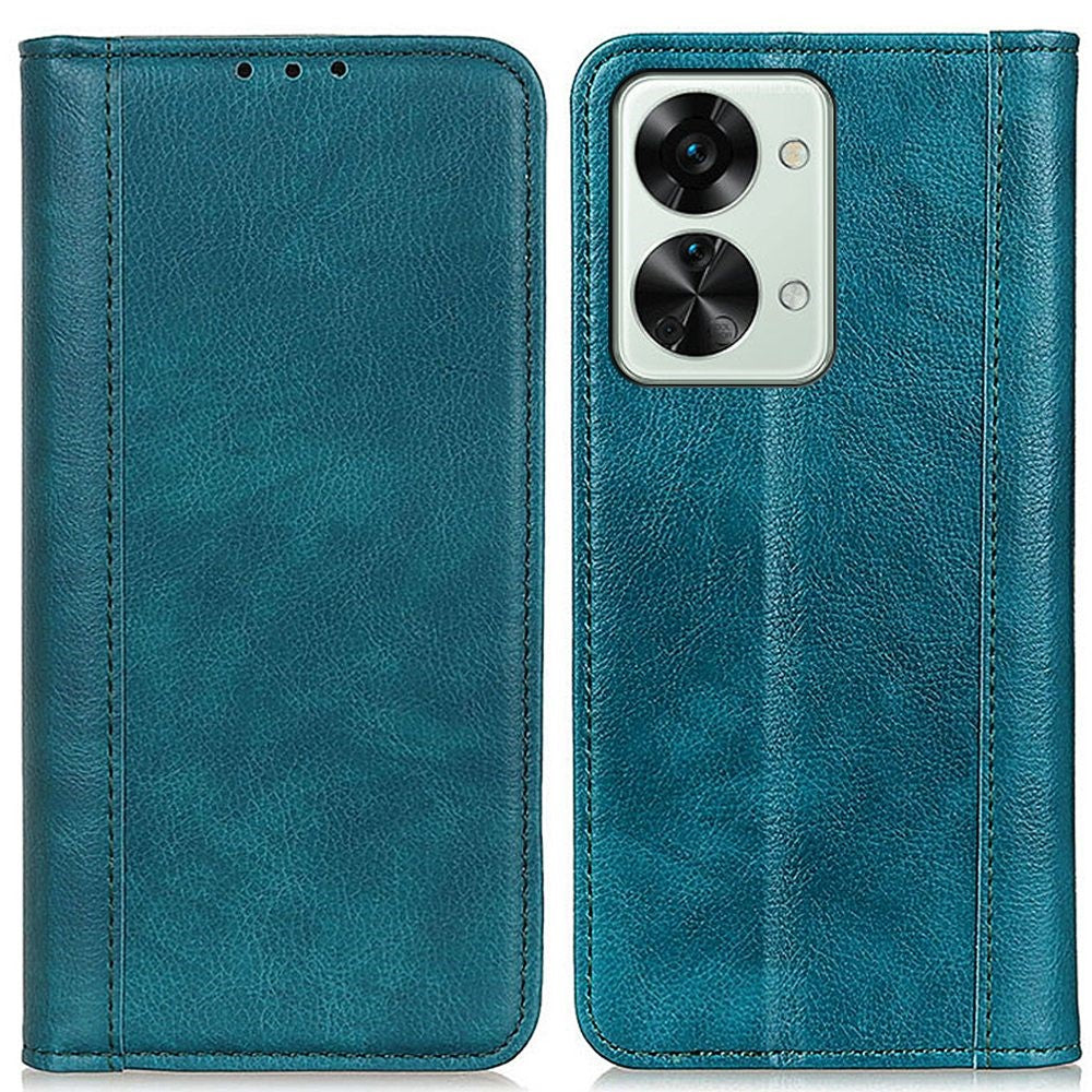 Genuine leather case with magnetic closure for OnePlus Nord 2T - Green