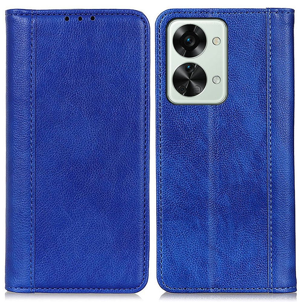 Genuine leather case with magnetic closure for OnePlus Nord 2T - Blue