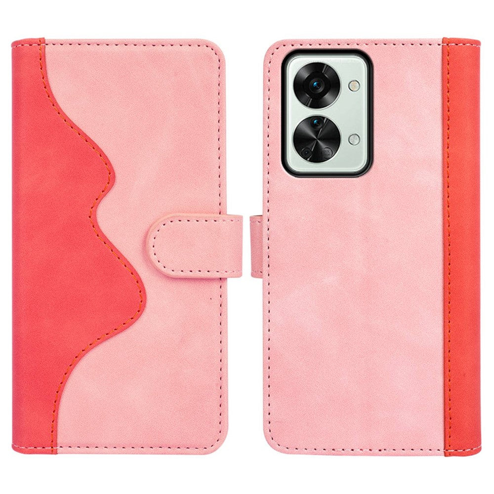 Two-color leather flip case for OnePlus Nord 2T - Pink