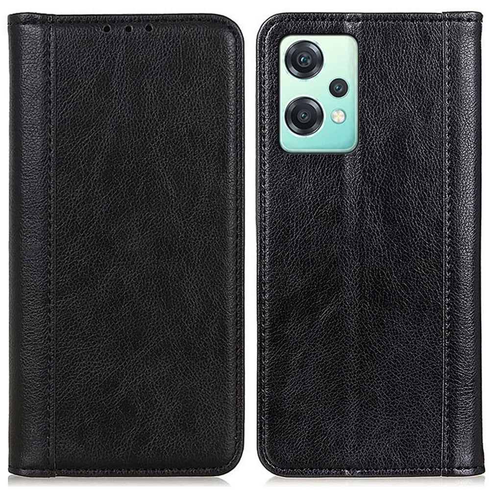 Genuine leather case with magnetic closure for OnePlus Nord CE 2 Lite 5G - Black