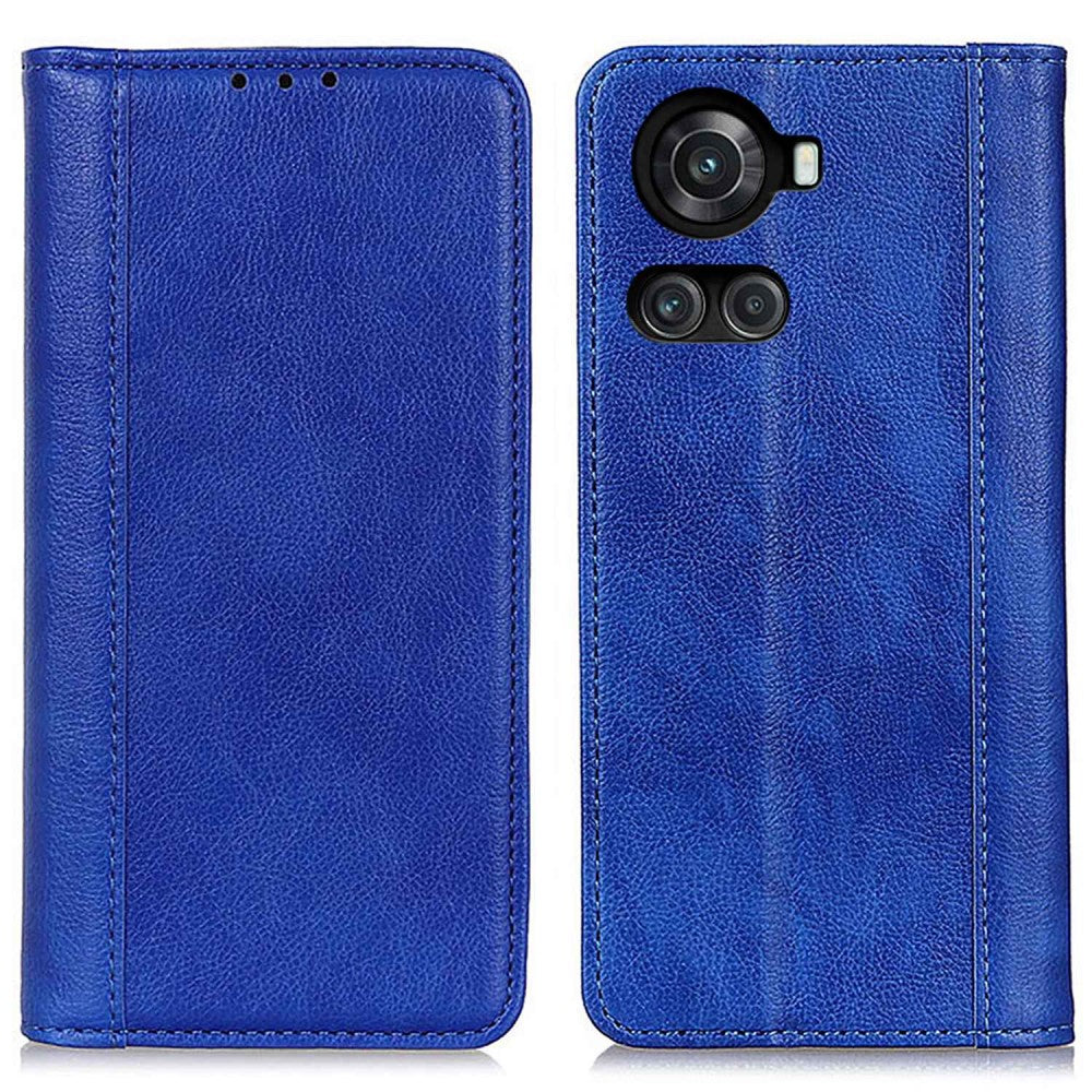 Genuine leather case with magnetic closure for OnePlus 10R / Ace - Blue