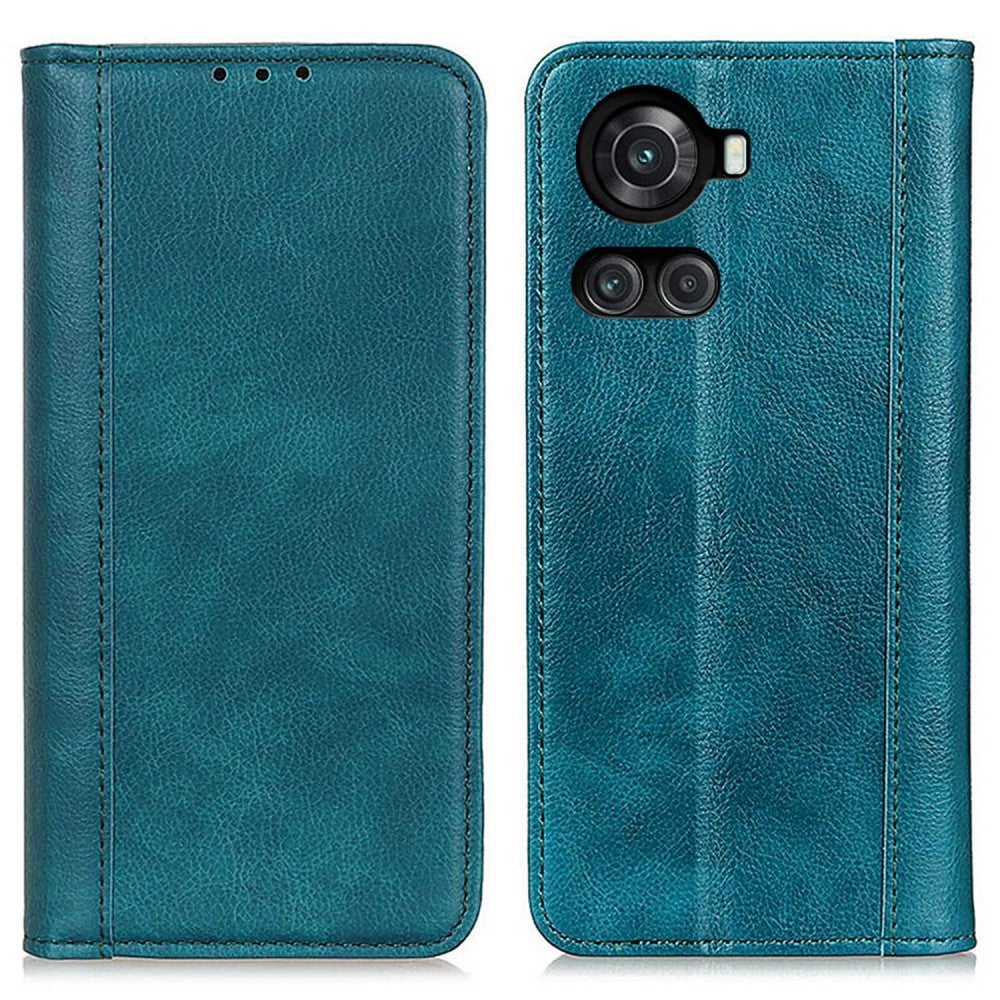 Genuine leather case with magnetic closure for OnePlus 10R / Ace - Green