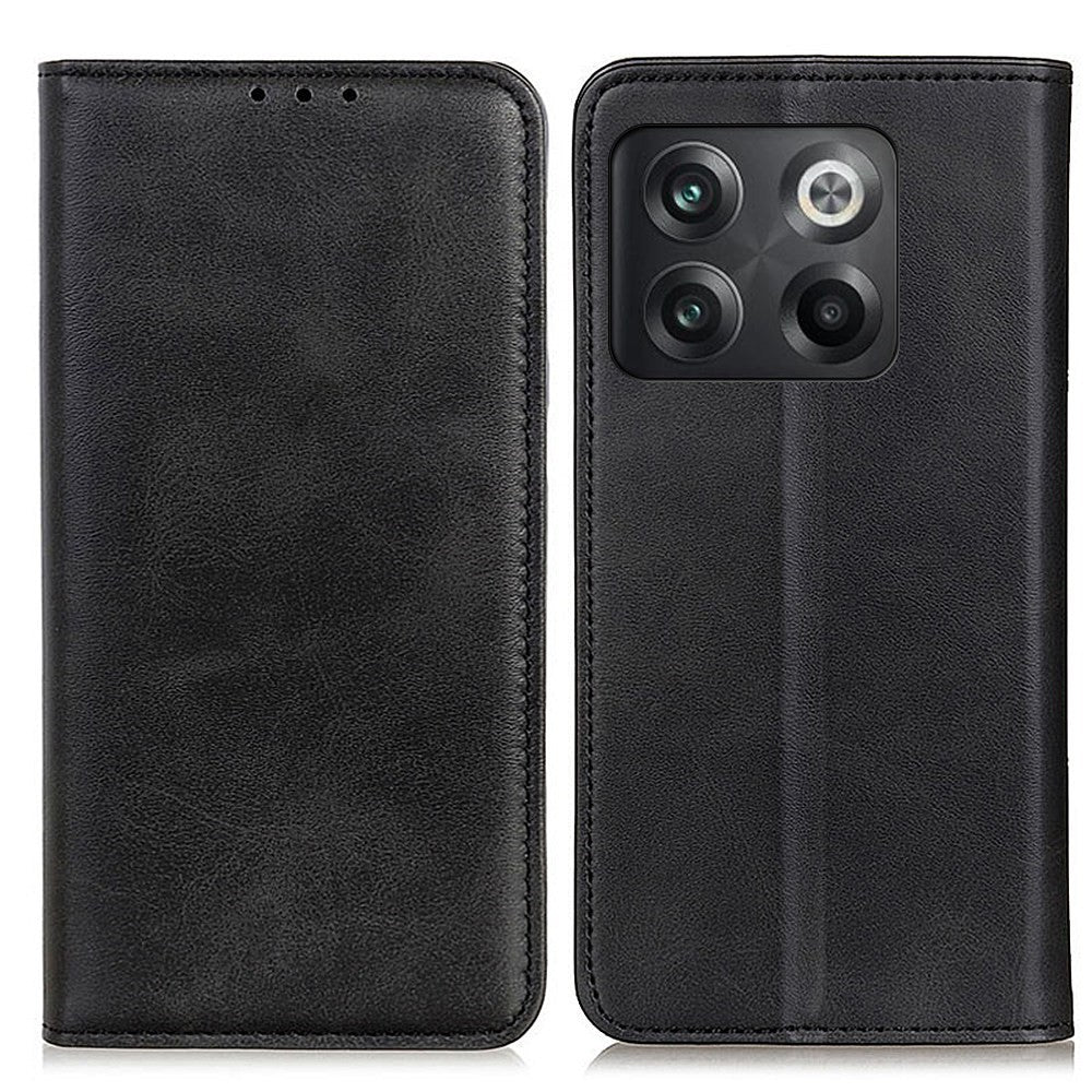 Wallet-style genuine leather flipcase for OnePlus Ace Pro / 10T - Black