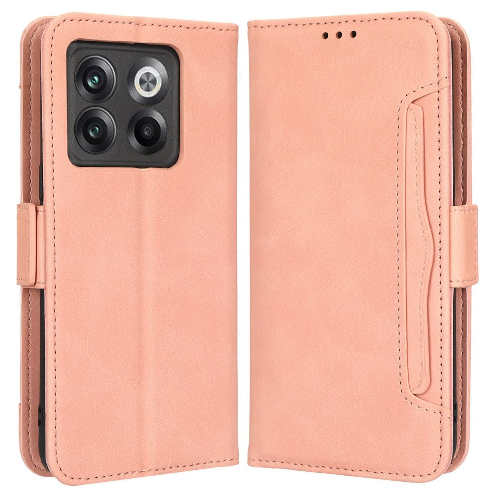 Modern-styled leather wallet case for OnePlus Ace Pro / 10T - Pink