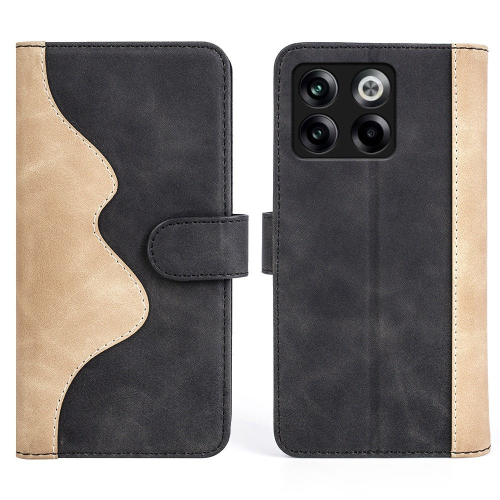 Two-color leather flip case for OnePlus Ace Pro / 10T - Black