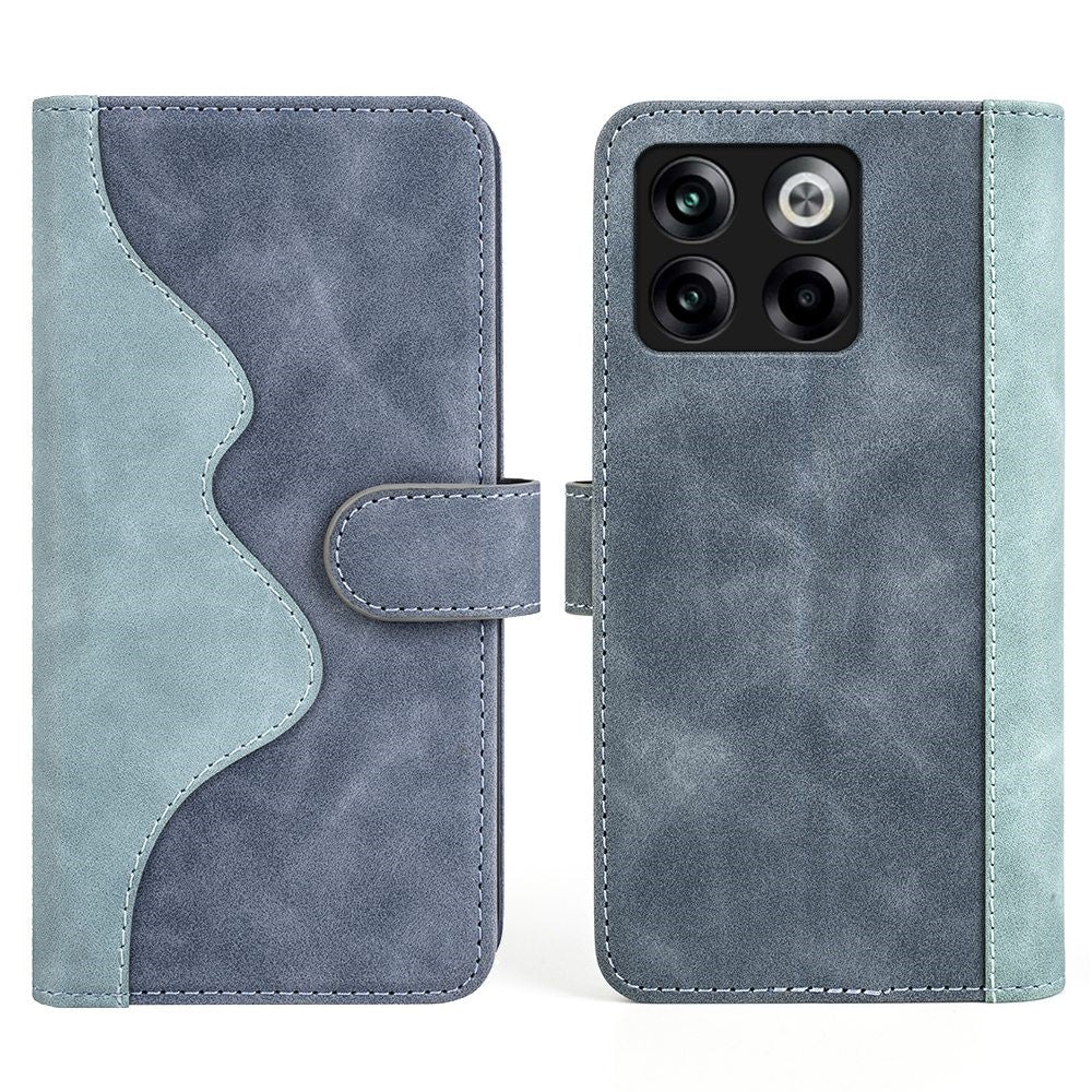 Two-color leather flip case for OnePlus Ace Pro / 10T - Blue