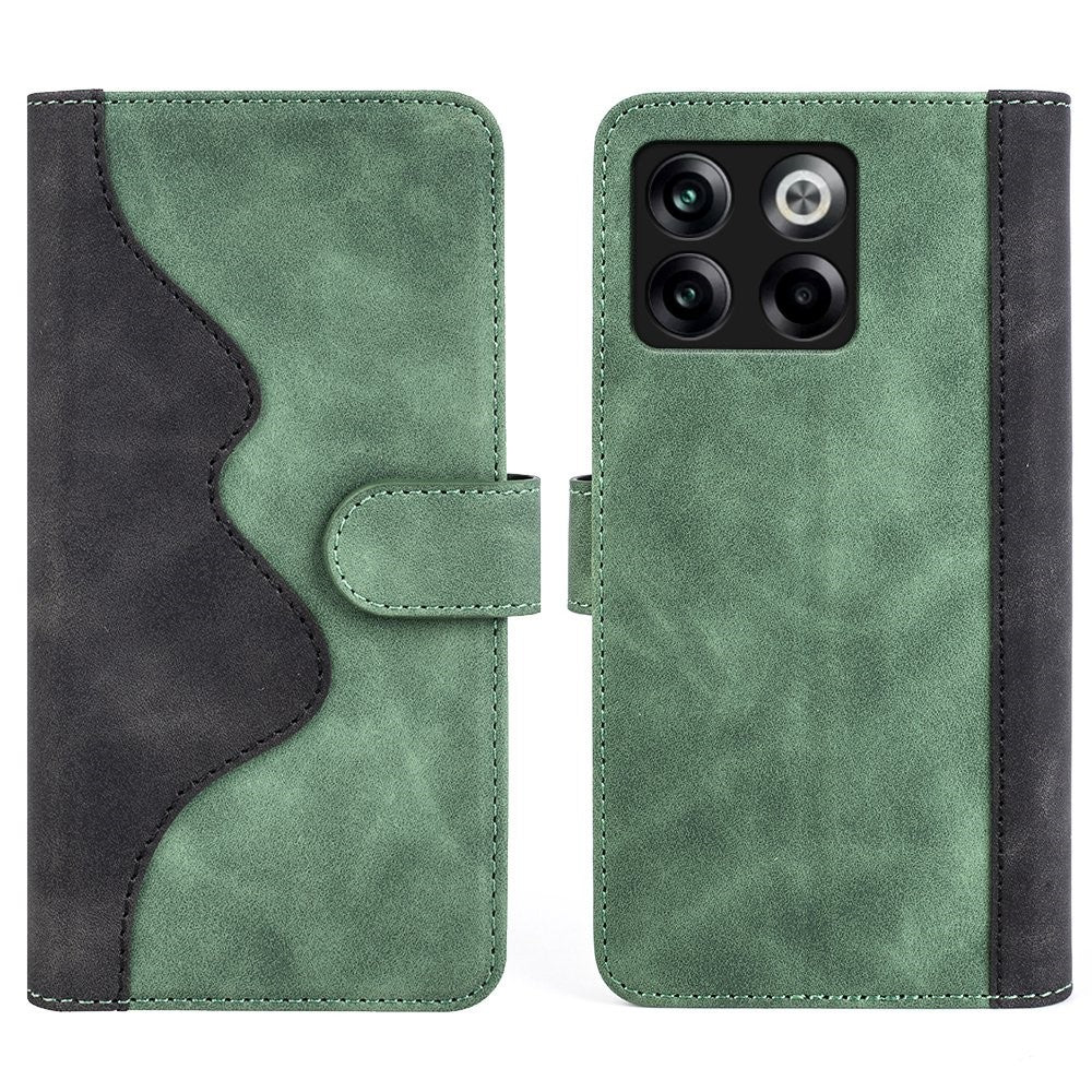 Two-color leather flip case for OnePlus Ace Pro / 10T - Green