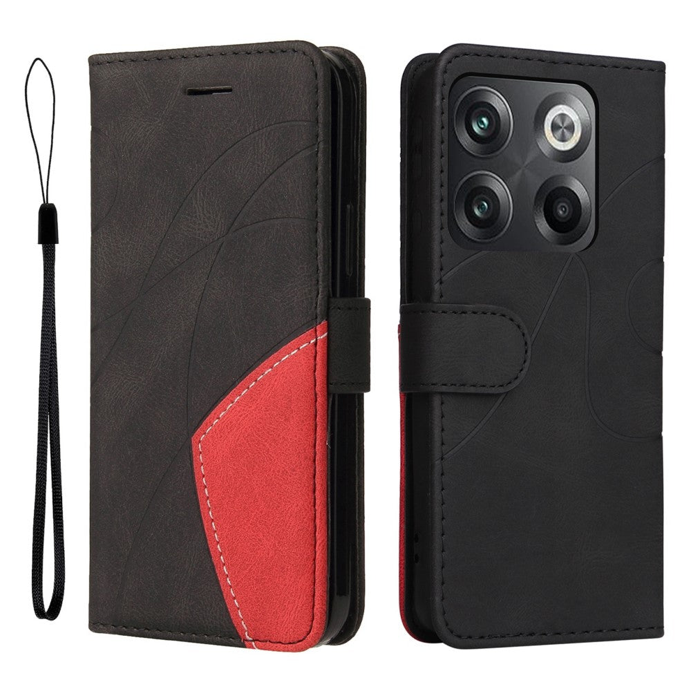 Textured leather case with strap for OnePlus Ace Pro / 10T - Black