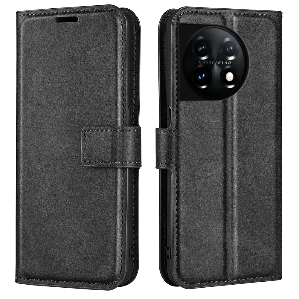 Wallet-style leather case for OnePlus 11 - Black