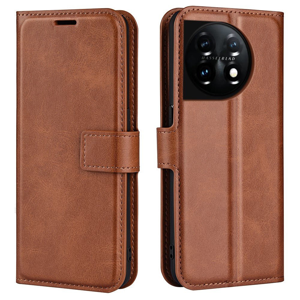 Wallet-style leather case for OnePlus 11 - Light Brown