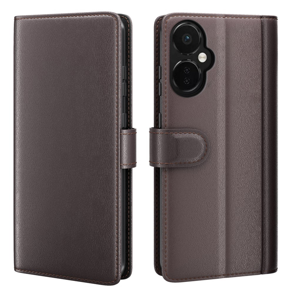 Genuine leather case with credit card slots for OnePlus Nord CE 3 - Brown