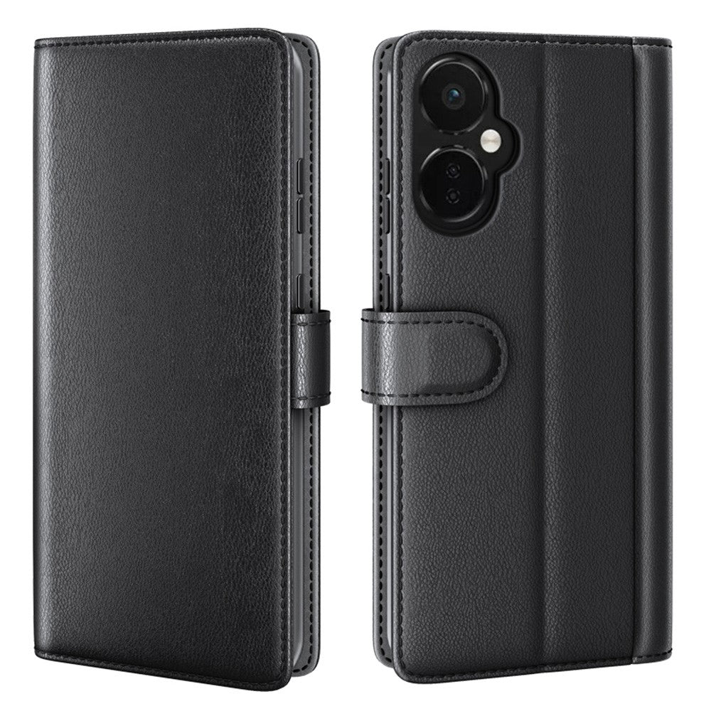 Genuine leather case with credit card slots for OnePlus Nord CE 3 - Black