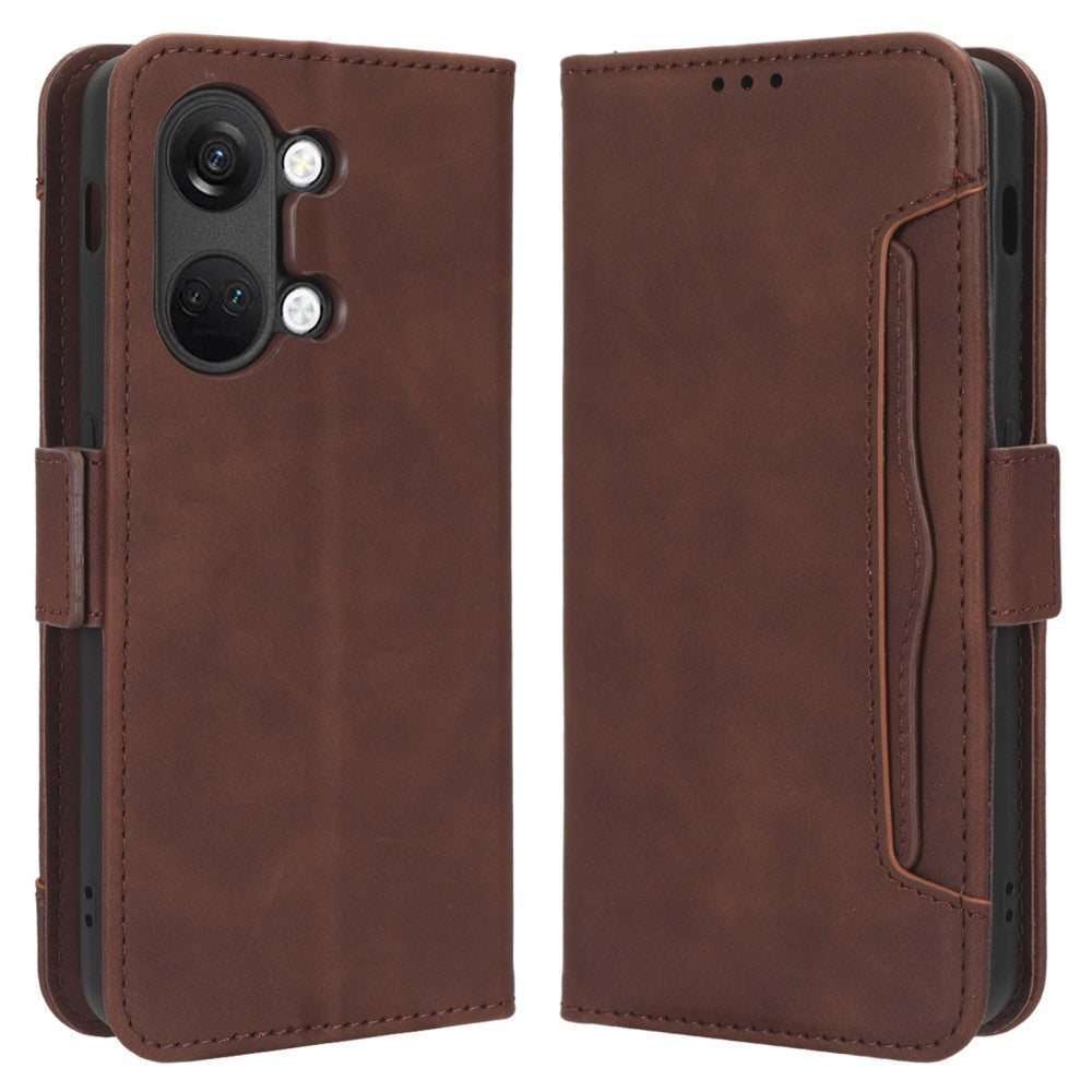 Modern-styled leather wallet case for OnePlus Ace 2V - Brown