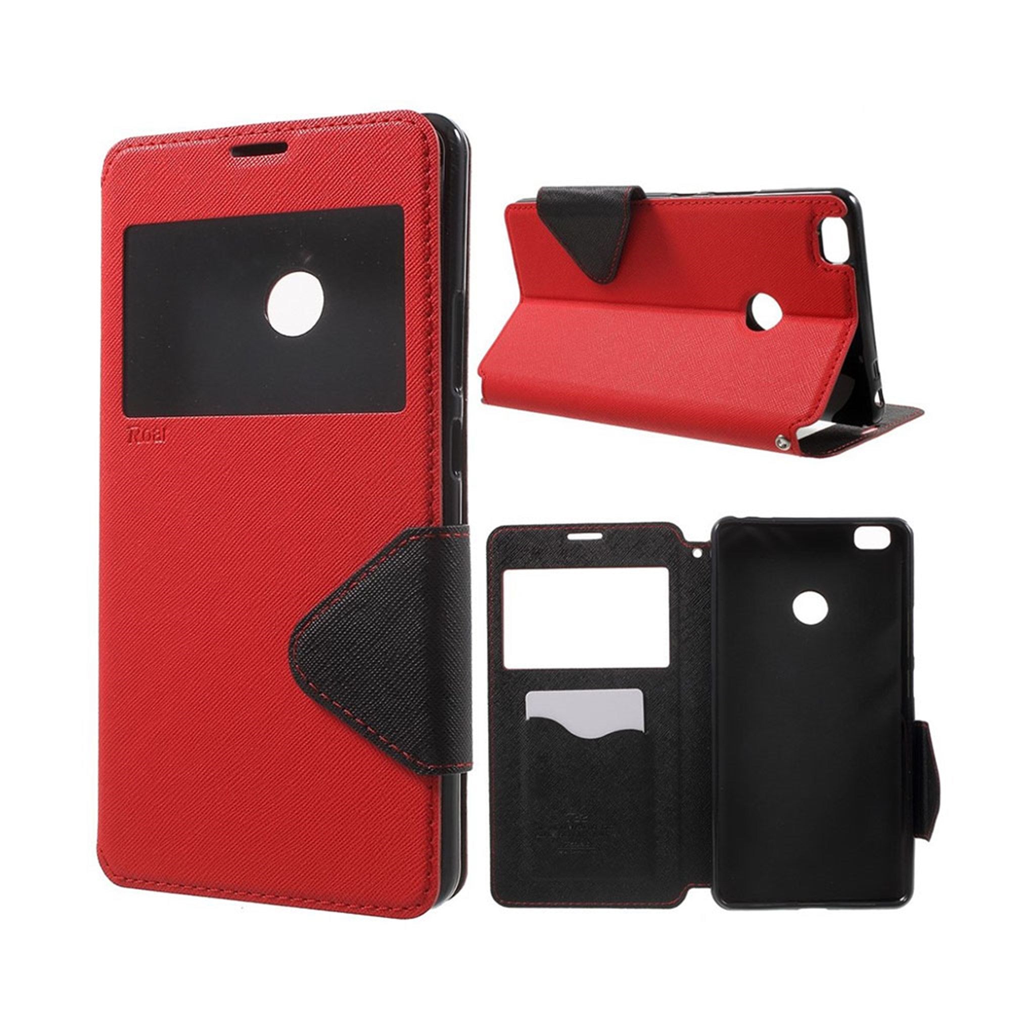 Xiaomi Mi Max roar korea leather view window case - Red