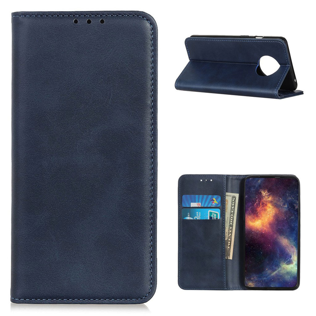 Wallet-style genuine leather flipcase for Xiaomi Redmi Note 9T / Note 9 5G - Blue