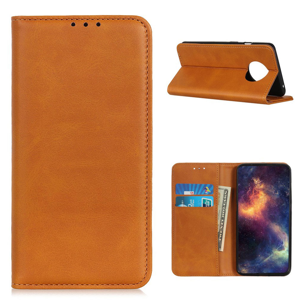 Wallet-style genuine leather flipcase for Xiaomi Redmi Note 9T / Note 9 5G - Brown