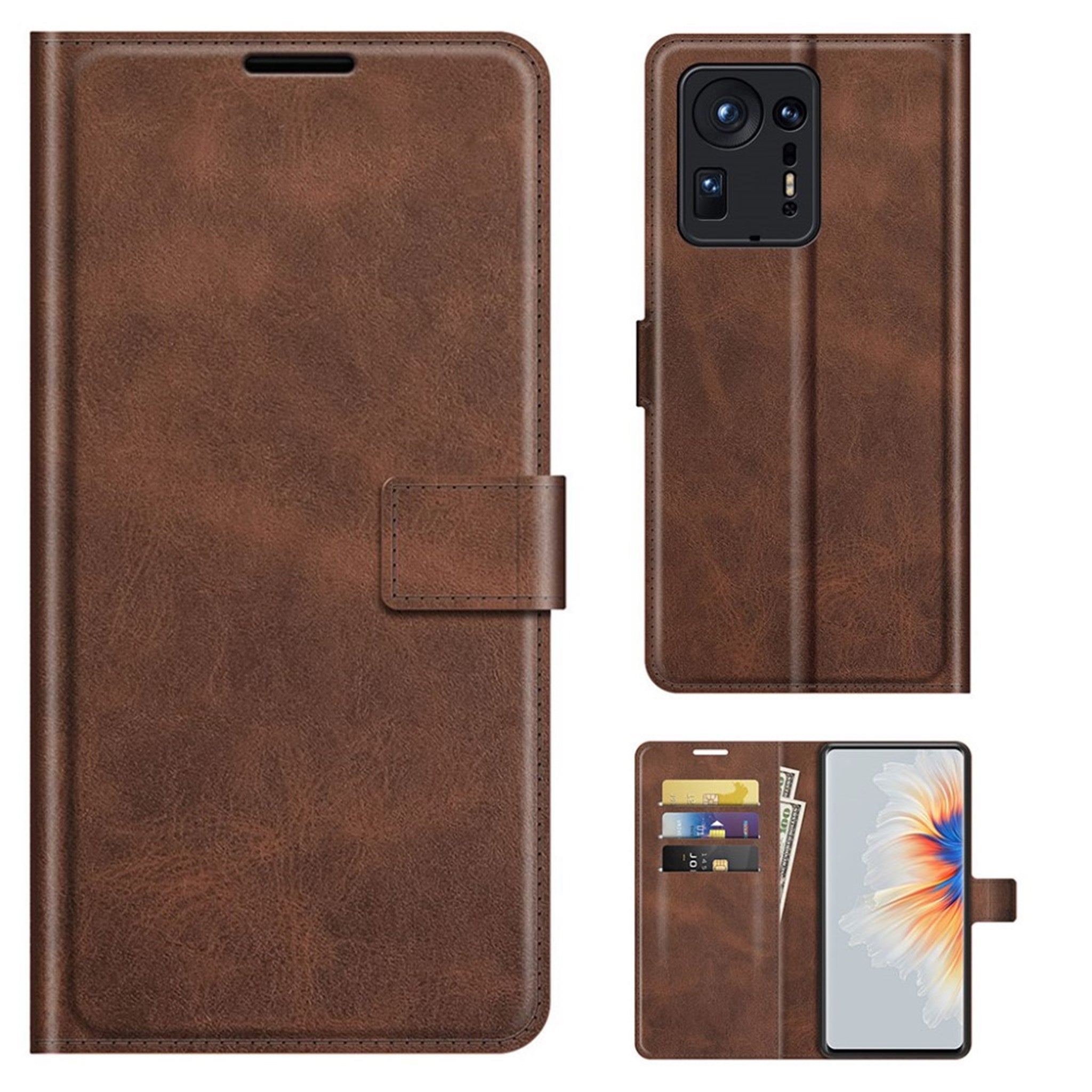 Wallet-style leather case for Xiaomi Mix 4 - Coffee
