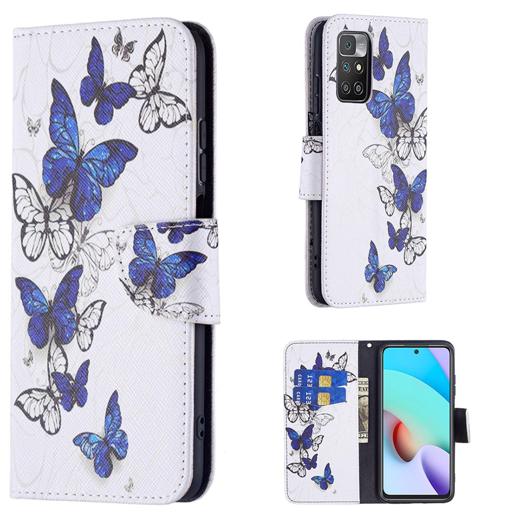 Wonderland Xiaomi Redmi 10 Prime / Redmi 10 flip case - Blue / White Butterflies
