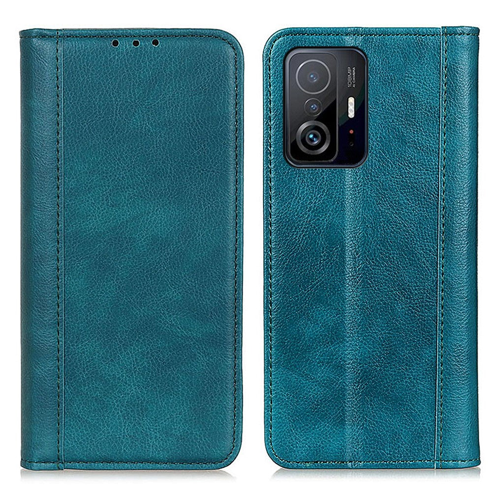 Genuine leather case with magnetic closure for Xiaomi 11T / 11T Pro - Green