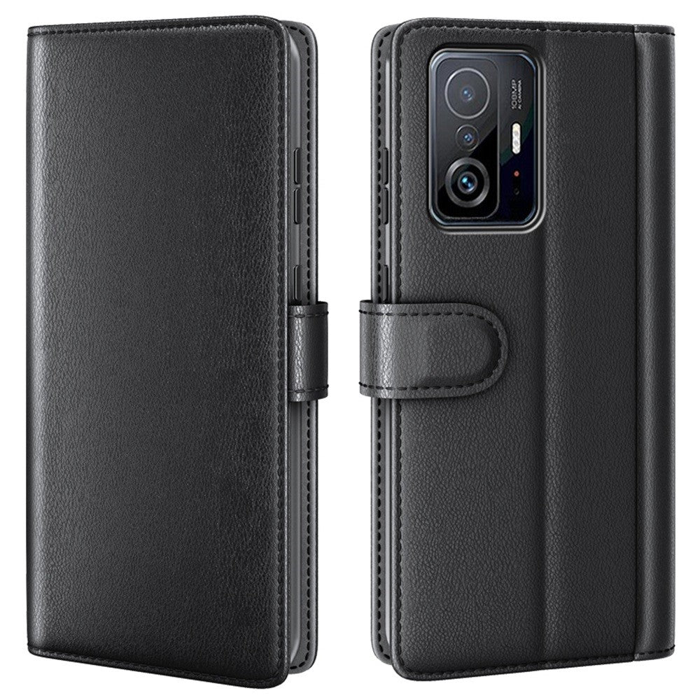 Genuine leather case with credit card slots for Xiaomi 11T / 11T Pro - Black