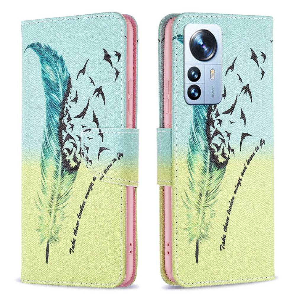 Wonderland Xiaomi 12 Pro flip case - Feather and Birds