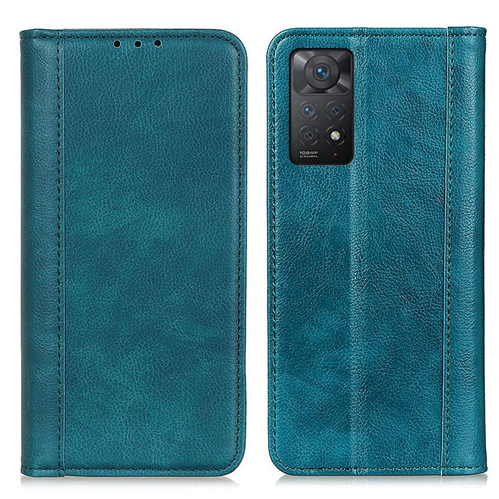 Genuine leather case with magnetic closure for Xiaomi Redmi Note 11 Pro 5G - Green