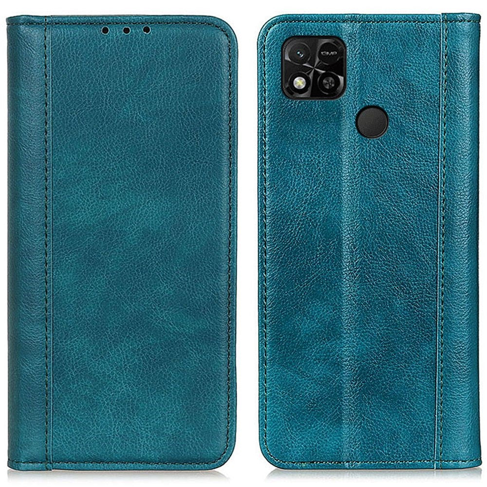 Genuine leather case with magnetic closure for Xiaomi Redmi 10A - Green