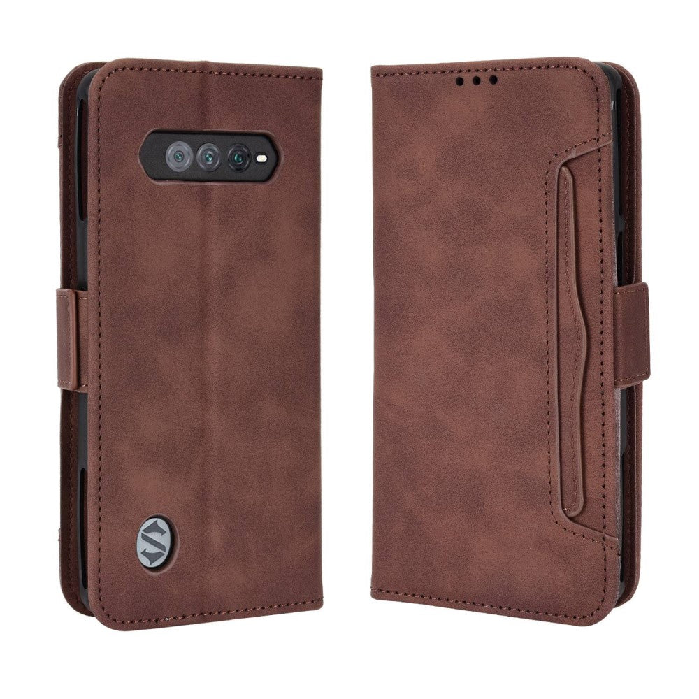 Modern-styled leather wallet case for Xiaomi Black Shark 5 RS - Brown