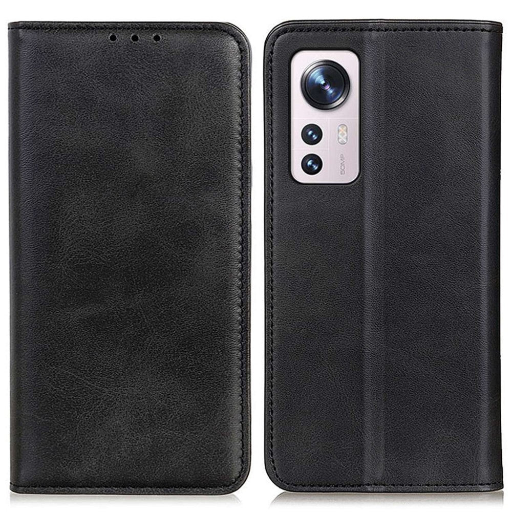 Wallet-style genuine leather flipcase for Xiaomi 12 Lite - Black