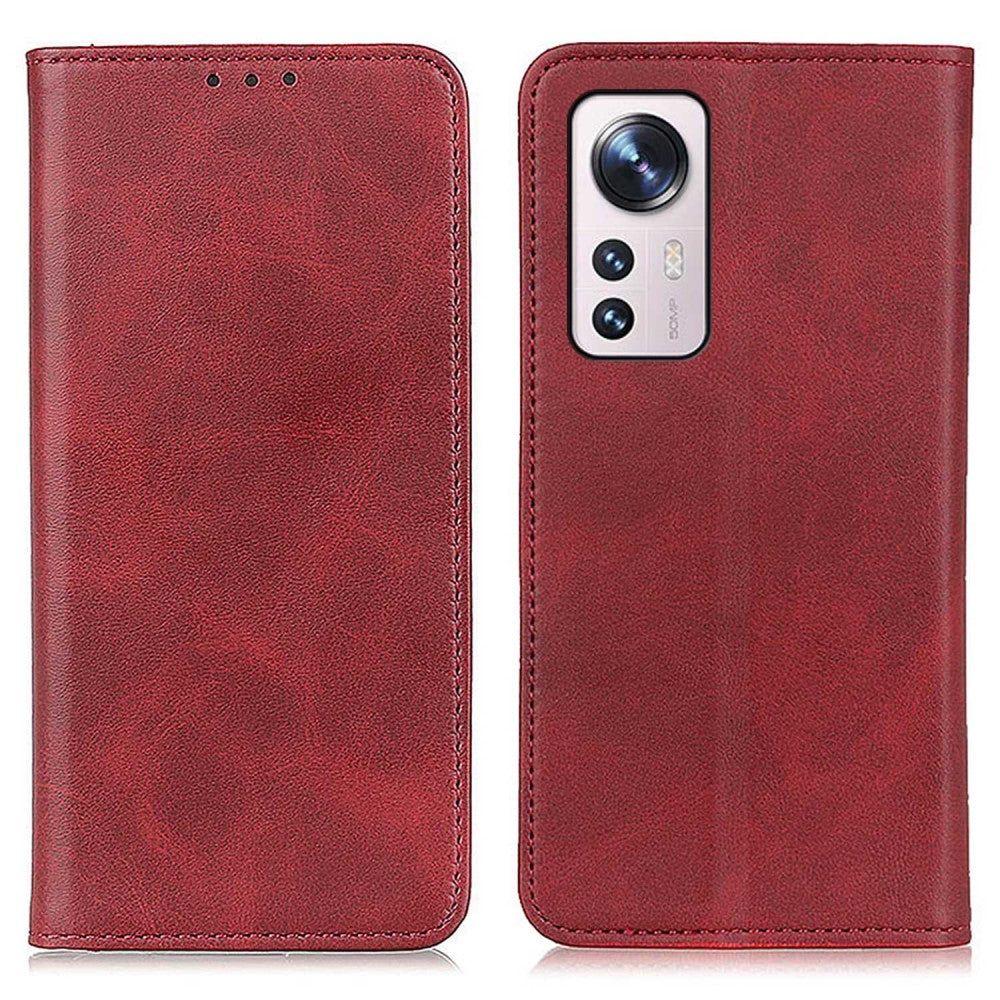 Wallet-style genuine leather flipcase for Xiaomi 12 Lite - Red