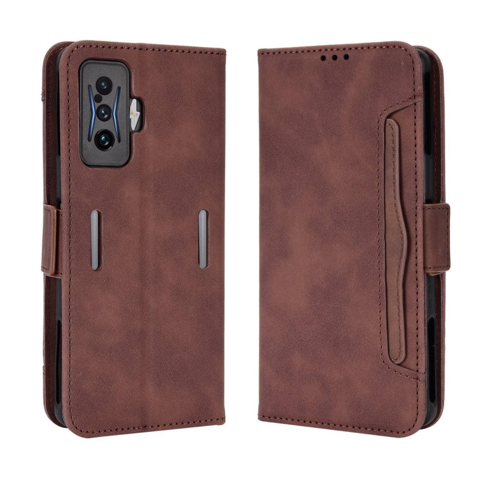 Modern-styled leather wallet case for Xiaomi Poco F4 GT / Redmi K50 Gaming - Brown