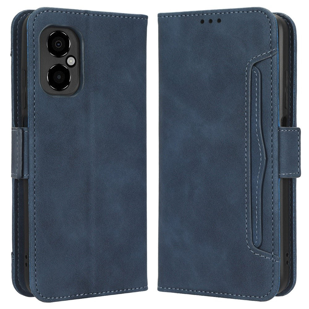 Modern-styled leather wallet case for Xiaomi Poco M4 5G - Blue