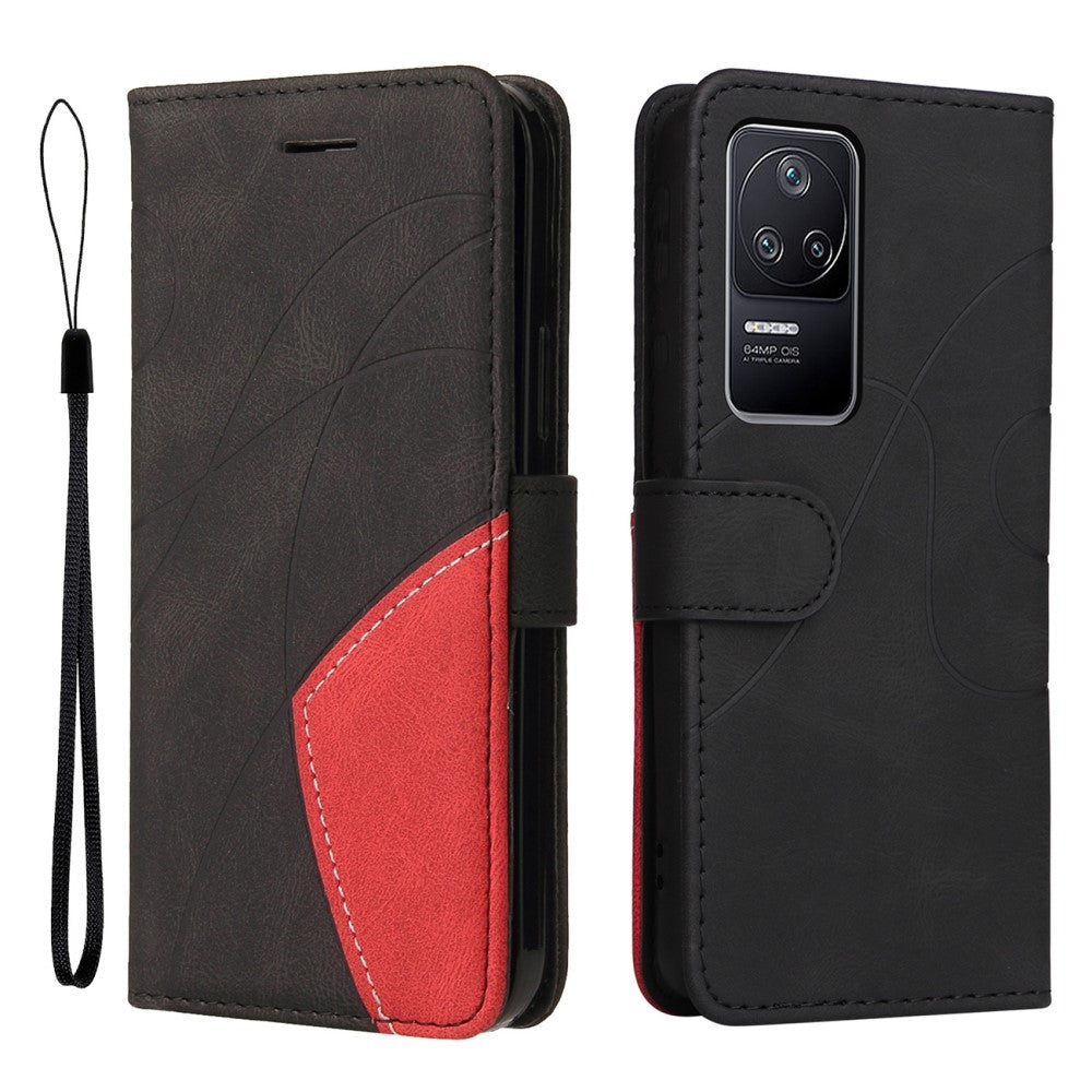 Textured leather case with strap for Xiaomi Poco F4 / Redmi K40S - Black