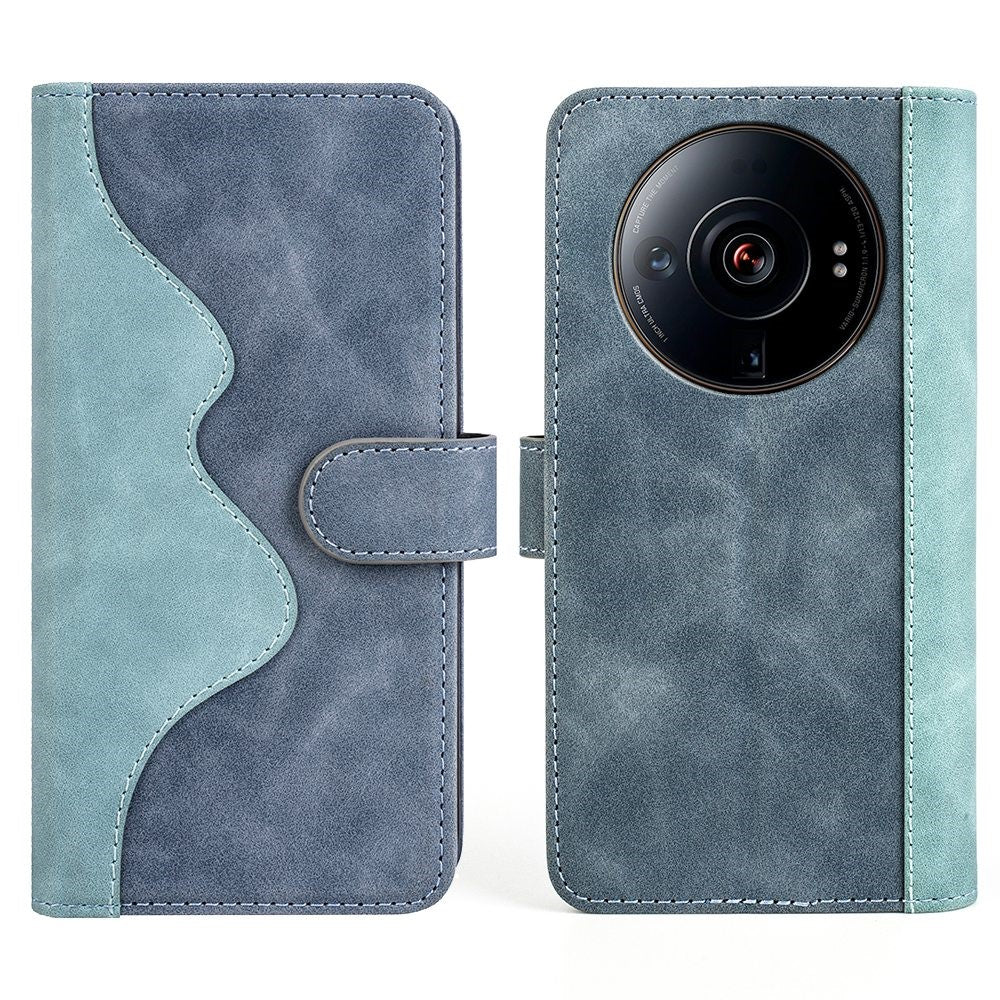 Two-color leather flip case for Xiaomi 12S Ultra - Blue