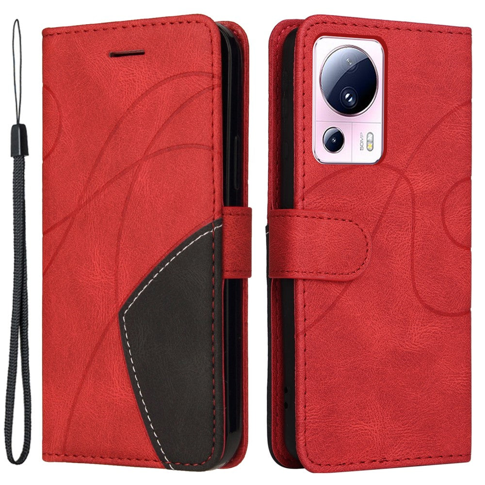 Textured leather case with strap for Xiaomi Civi 2 / 13 Lite - Red