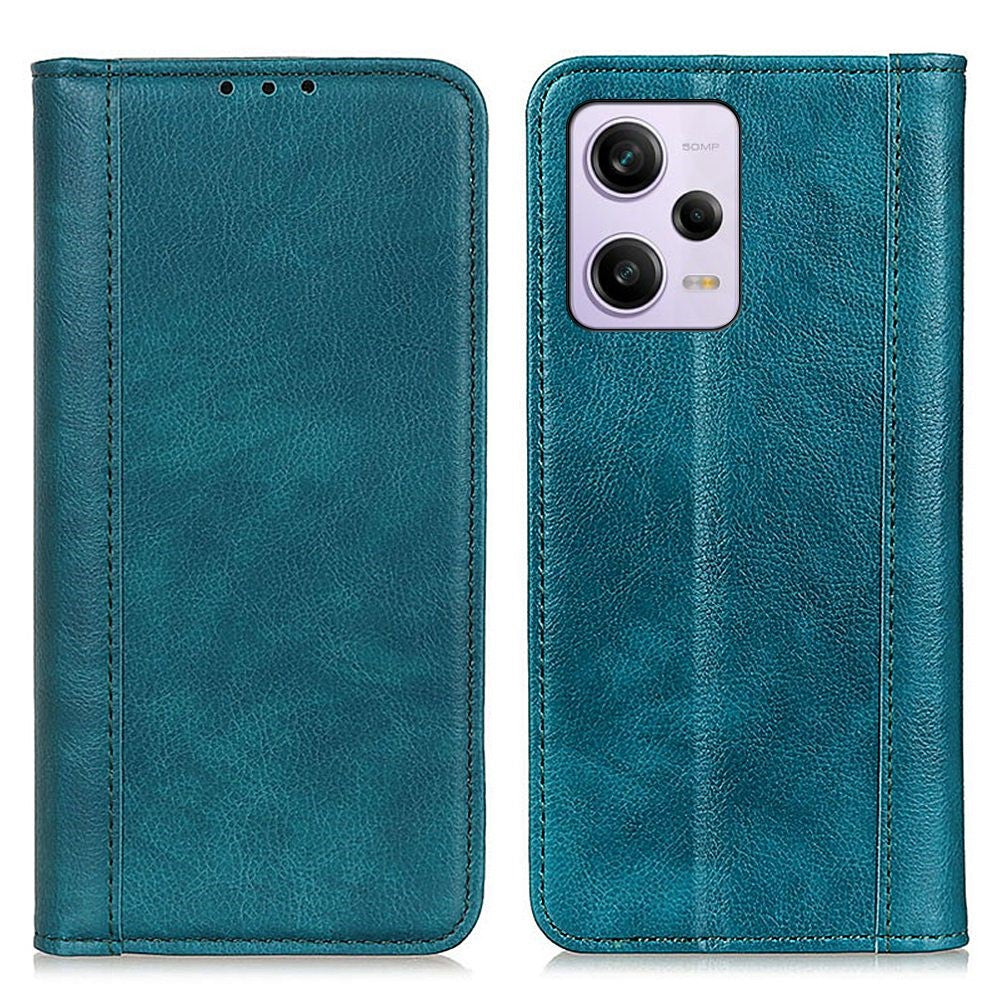 Genuine leather case with magnetic closure for Xiaomi Redmi Note 12 Pro - Green