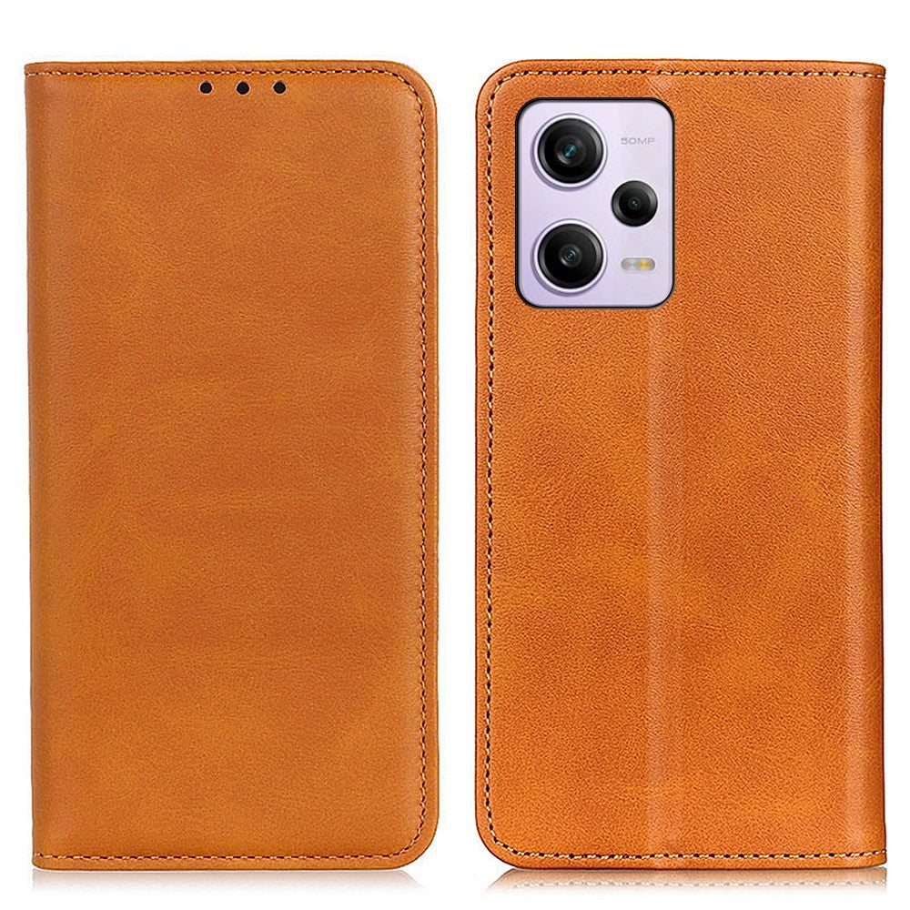 Wallet-style genuine leather flipcase for Xiaomi Redmi Note 12 Pro Plus - Brown