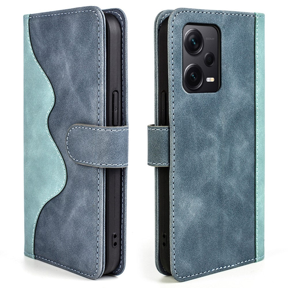 Two-color leather flip case for Xiaomi Redmi Note 12 Pro Plus - Blue