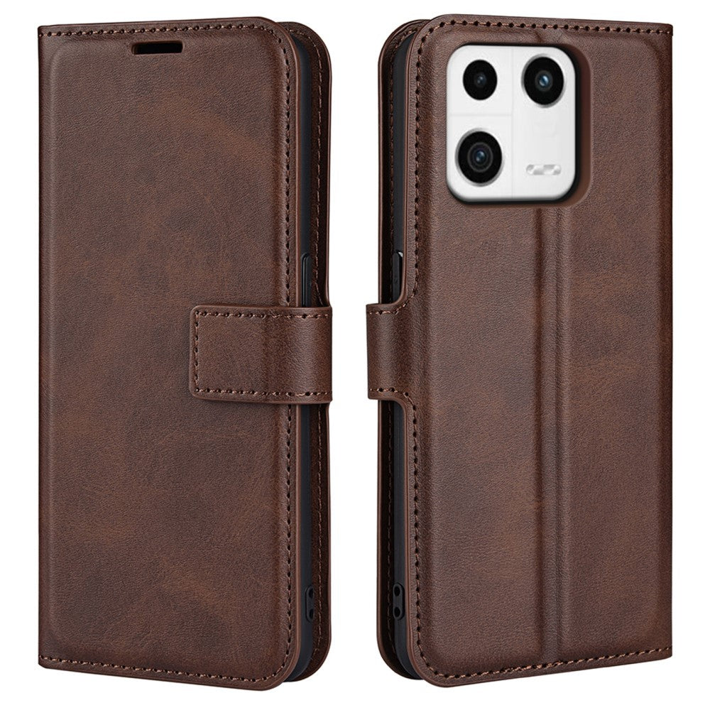 Wallet-style leather case for Xiaomi 13 - Brown