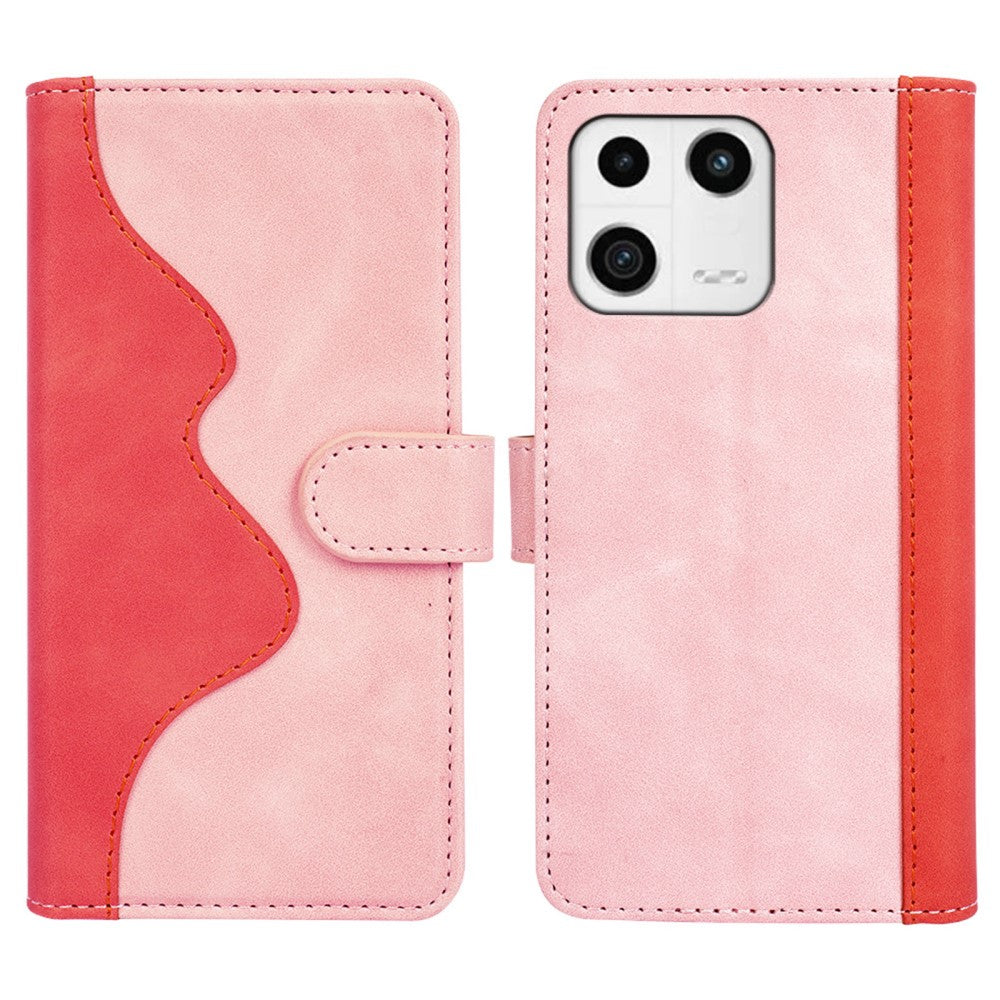 Two-color leather flip case for Xiaomi 13 - Pink