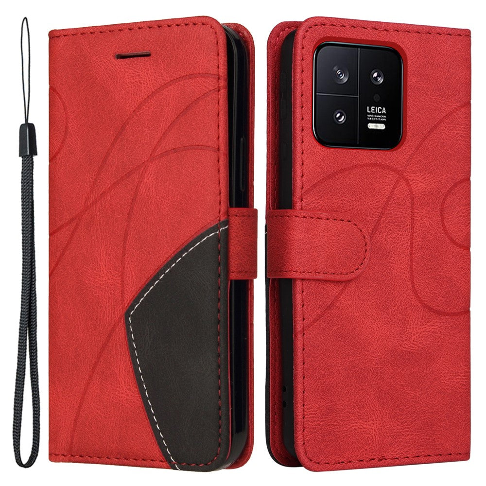 Textured leather case with strap for Xiaomi 13 - Red