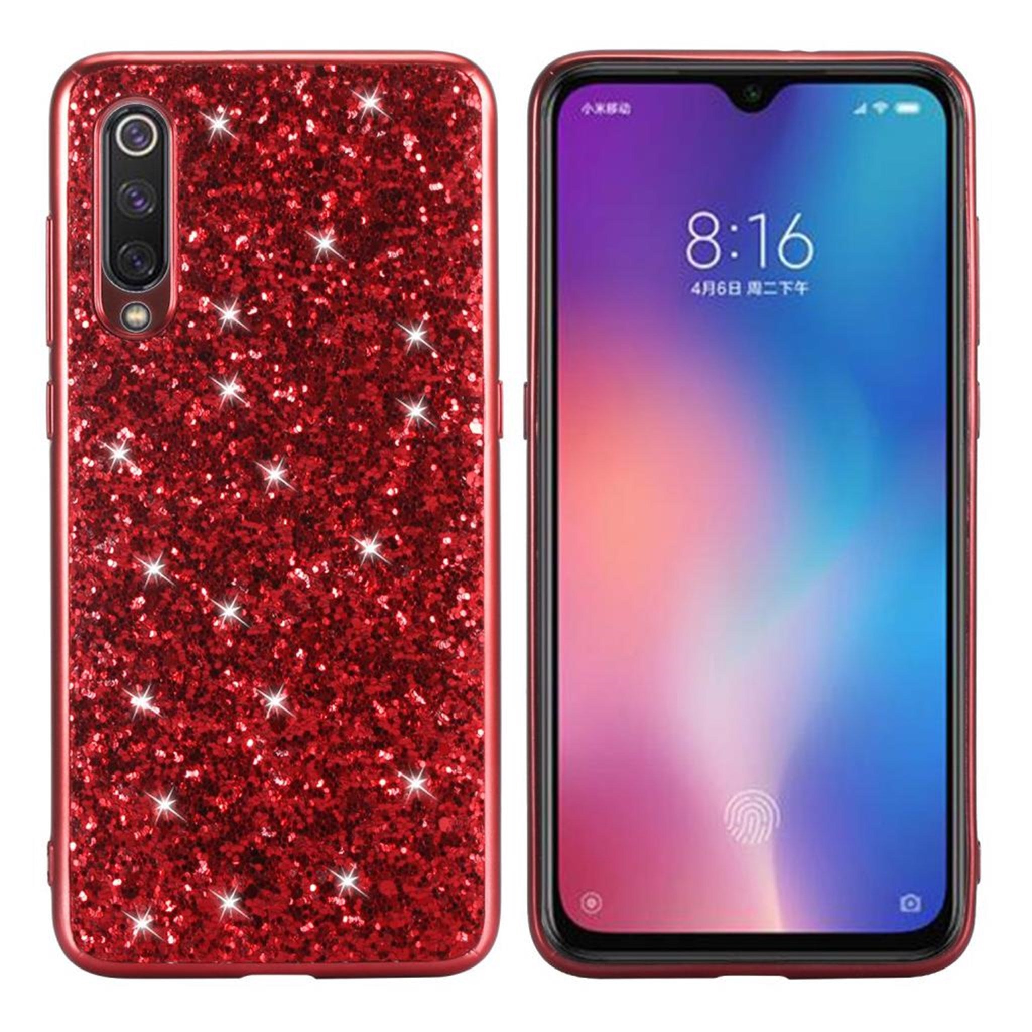 Glitter Xiaomi Mi 9 case - Red