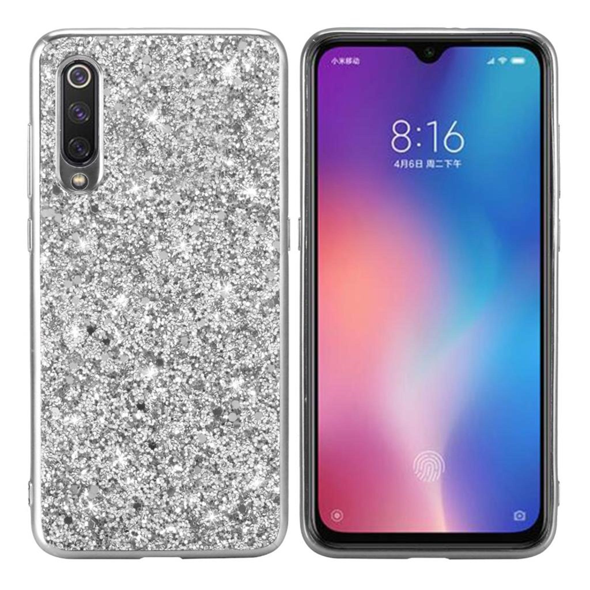 Glitter Xiaomi Mi 9 case - Silver